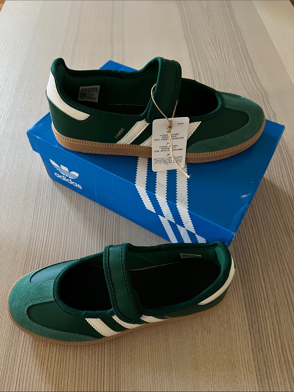 Adidas Samba Jane Green 7.5 Womens Mary Jane Sneakers - Picture 2 of 10